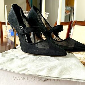 Manolo Blahnik Black Mesh Campari sz 36.5